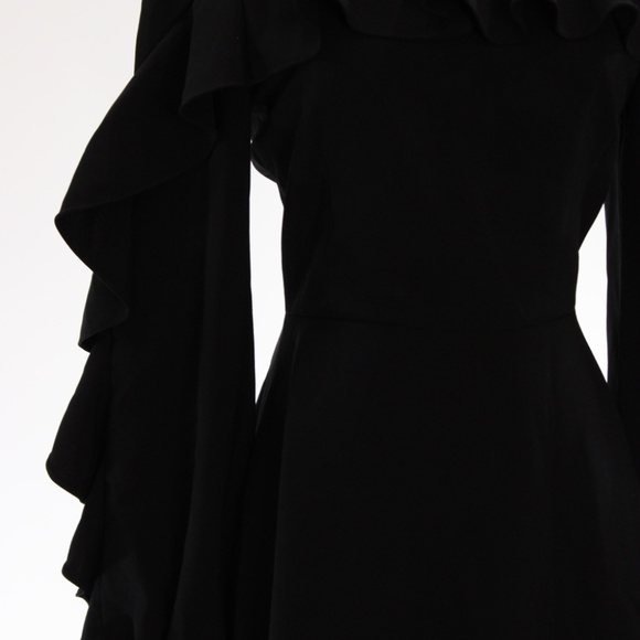 Christian Siriano, Black Front Ruffle Dress, Size 6 - Picture 4 of 14
